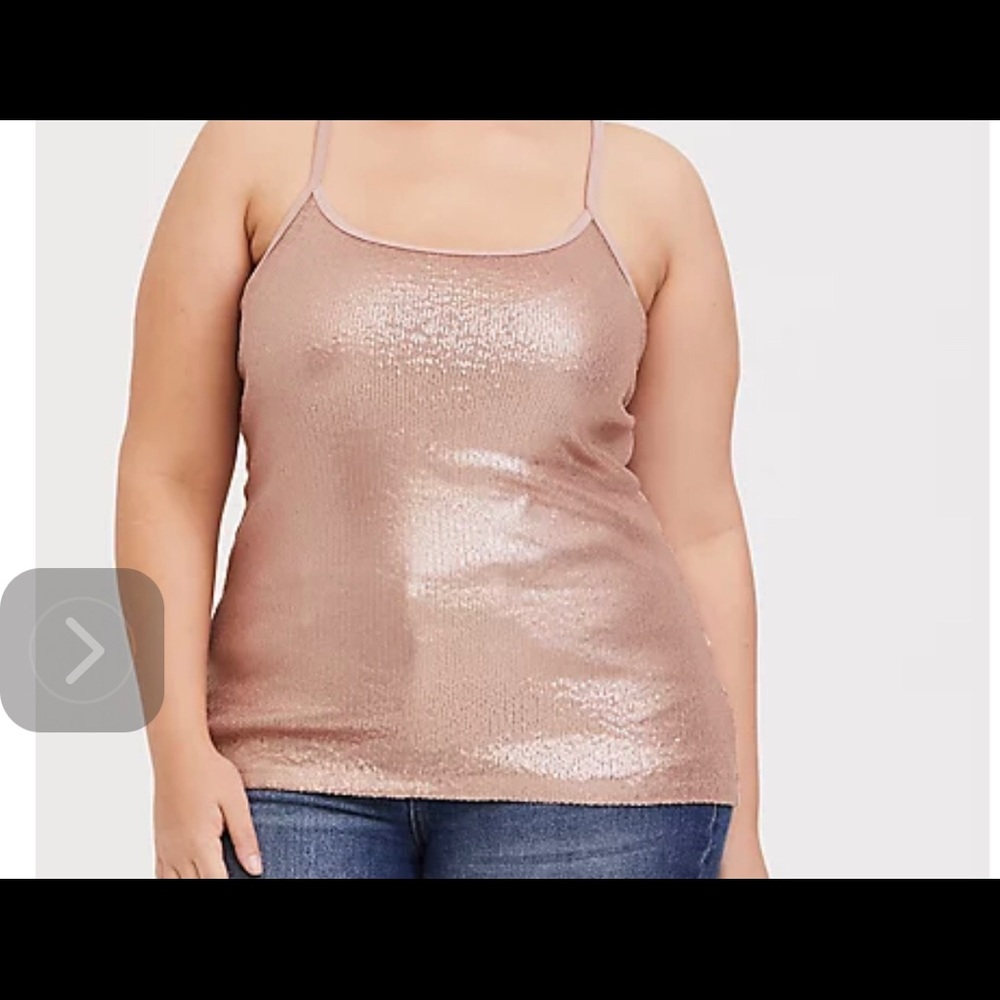 NWT Torrid Rose Gold Sequin Scoop Neck Foxy Cami 00/M/L 10